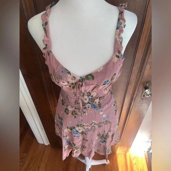 Reformation Elyse Pink Floral Sleeveless Smocked Mini Dress Women Size 4… - Picture 2 of 10
